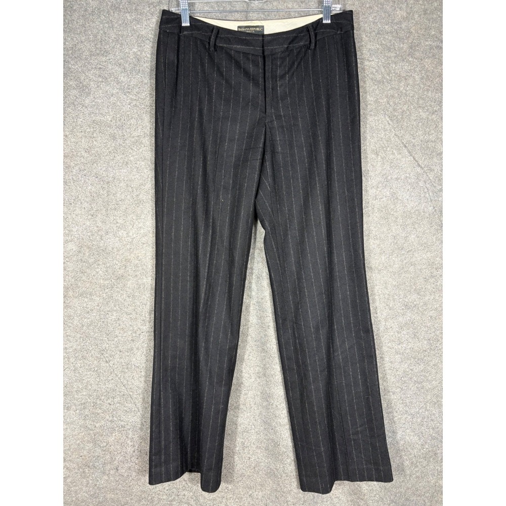 Banana Republic Martin Wool‎ Cashmere Pinstripe Pants Gray Womens 8 Straight Leg